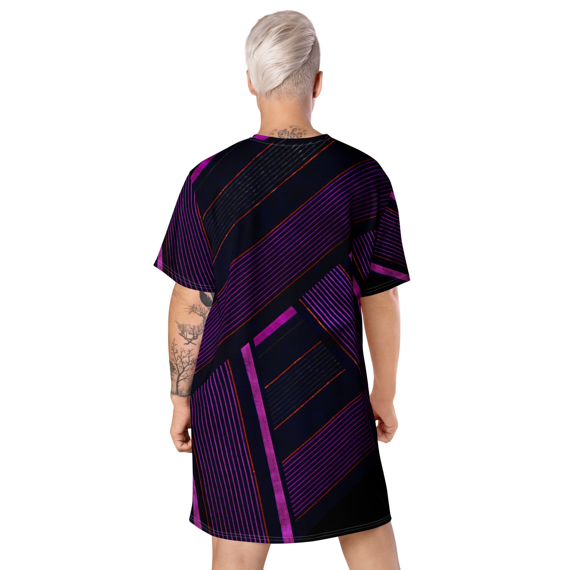 Black & Purple T-Shirt Dress. Street, Party or Lounge T-Shirt Dress. Streetstyle Dressing. WickedYo.